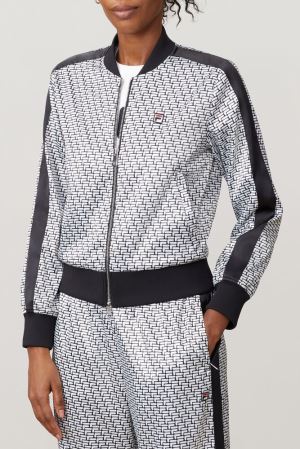 FILA Milano Printed Woven Jackets Black,Womens Clothing | CA.LHUDWT498